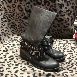 Black mid calf boots